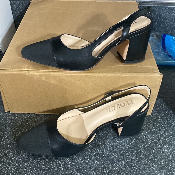 Slingback Heels Strap Closed Round Toe Heels Dress Casual Size 36 ( 7 ) - Picture 6 of 12